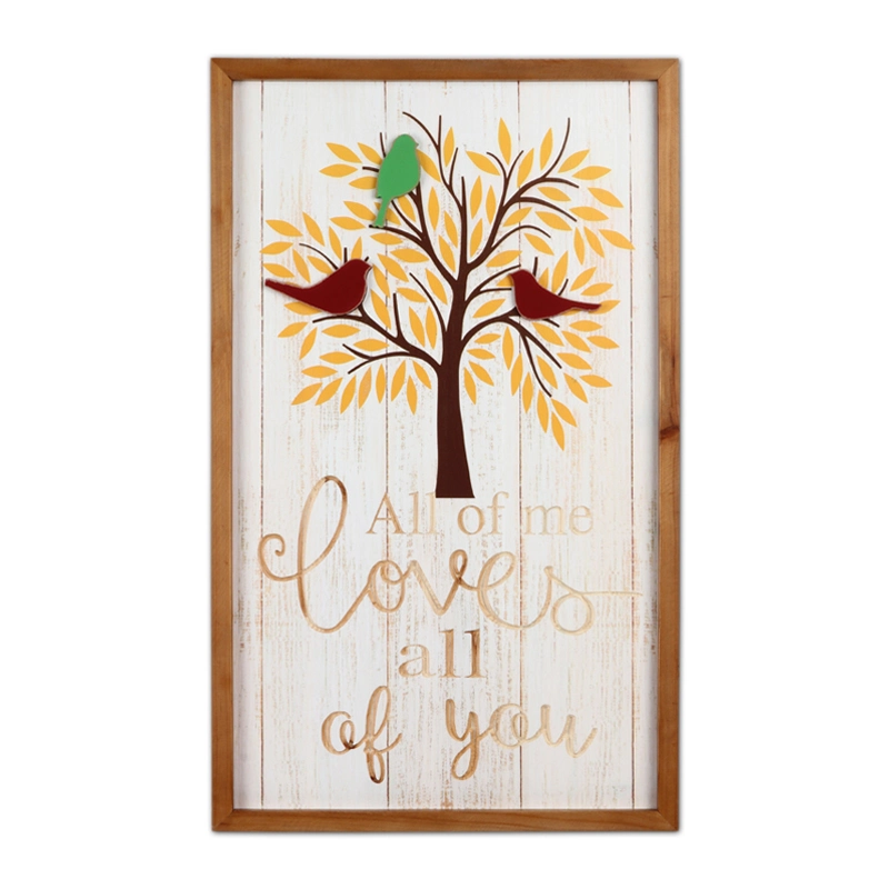 New Arrival Exclusive Design Home Decoration Wall Framed Graphics Framed Art with Tree and Birds MDF Wall Hanging