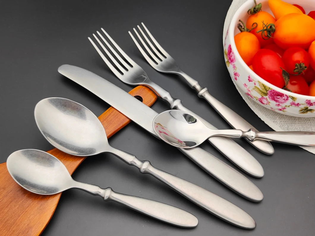 Hostitable Forged Stainless Steel Flatware Strong Handle Heavy Gauge Mirror Finish Matte Finish Tableware Kitchenware Besteckset Cutlery Set