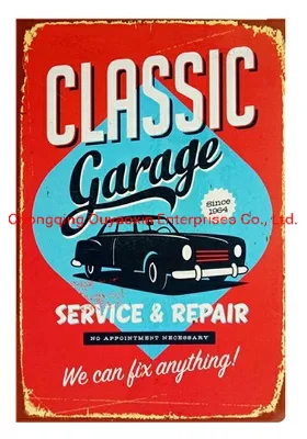 Garage Nostalgic Tin Poster, targa in metallo vintage, arte da parete